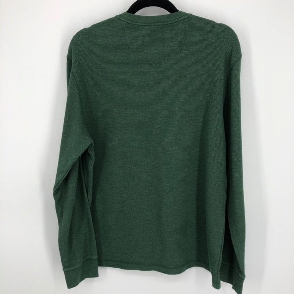 Eddie Bauer Mens Thermal Shirt Size Large Green Crewneck Waffle Knit Outdoor - Picture 8 of 12